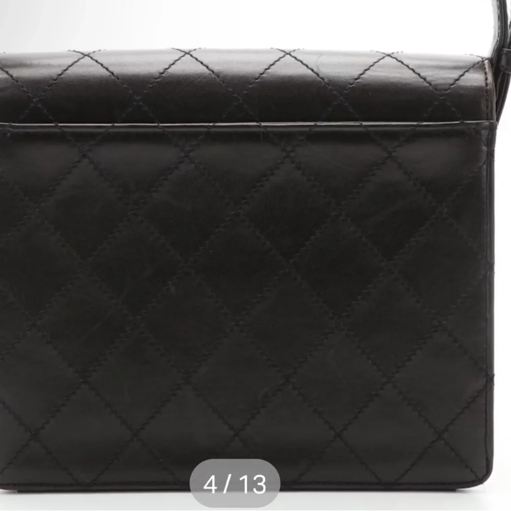 Chanel classic flap square vintage bag with cards and dust bag